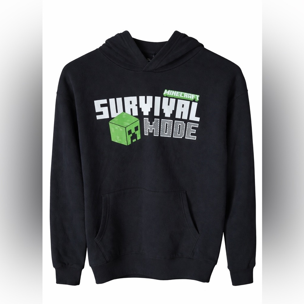 Minecraft Survival Mode Hoodie Big Boys Size 18- Black Creeper Graphic